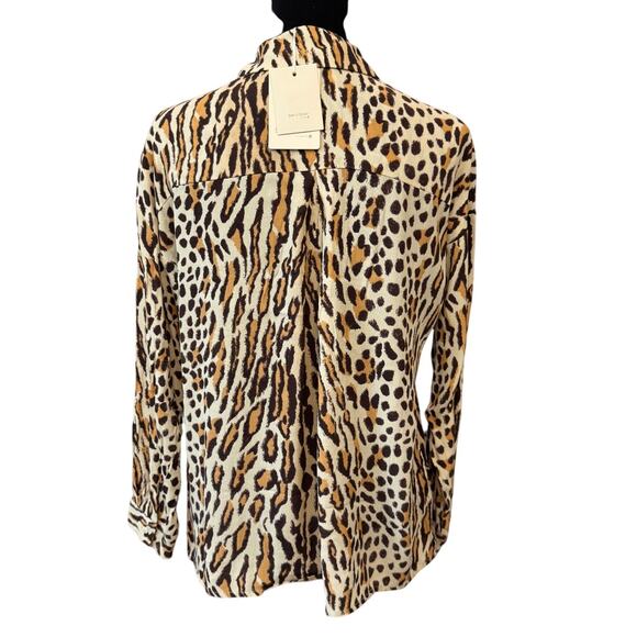 NEW SEE U SOON Leopard Print Button Down Long Sleeve Shirt Size XS - Picture 2 of 6